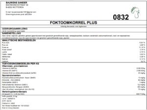 Etiket Foktoomkorrel Plus